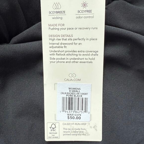 Calla Run Collection High-Rise 2 in 1 Run Short Women's XS Black - Picture 5 of 6